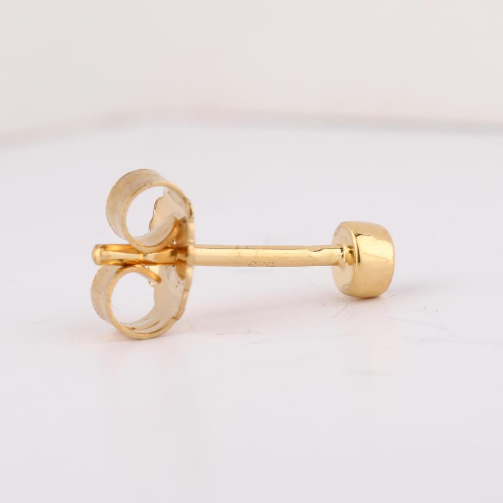 925 Sterling Silver Gold Plated Black Onyx Stud Earrings Minimal Round Push Post Fine Jewelry Gift for Her