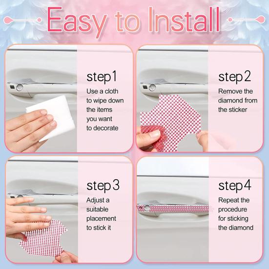 4MM Car Rhinestone Sticker Self-adhesive Sparkling Bling Multi-functional Handmade Craft Auto Body DIY Decoration Decal Automobile Supplies