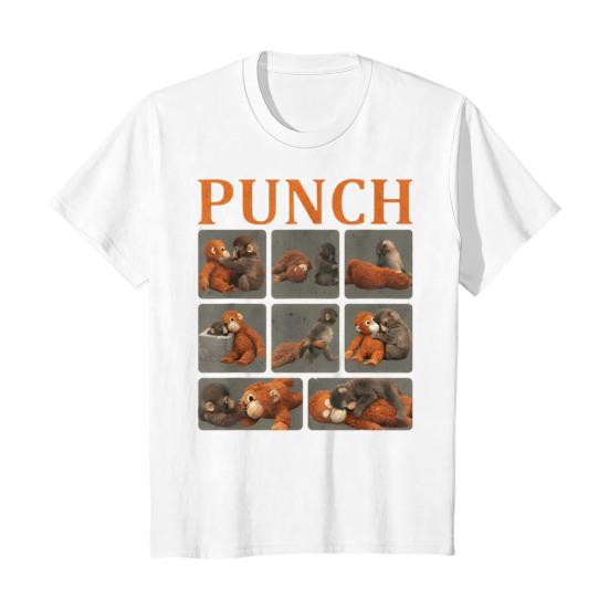Мужская футболка Punch Monkey Шея Короткий рукав Узор Круглый Пуловер Топы Эластичная посадка Однотонный
