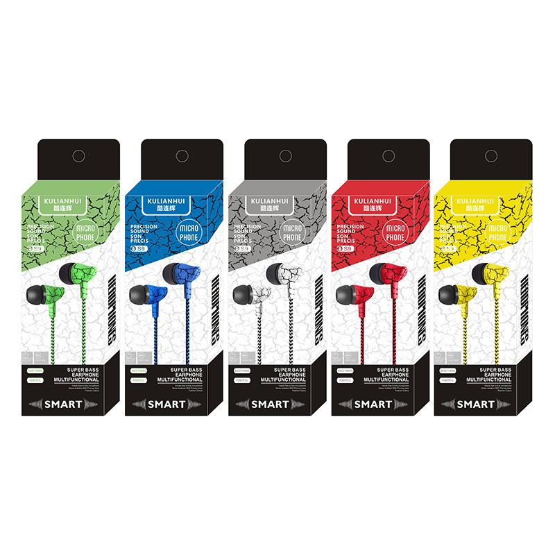 Внутриканальная проводная гарнитура с микрофоном, 3,5 мм стереоразъем, модный плетеный провод с эффектом трещин