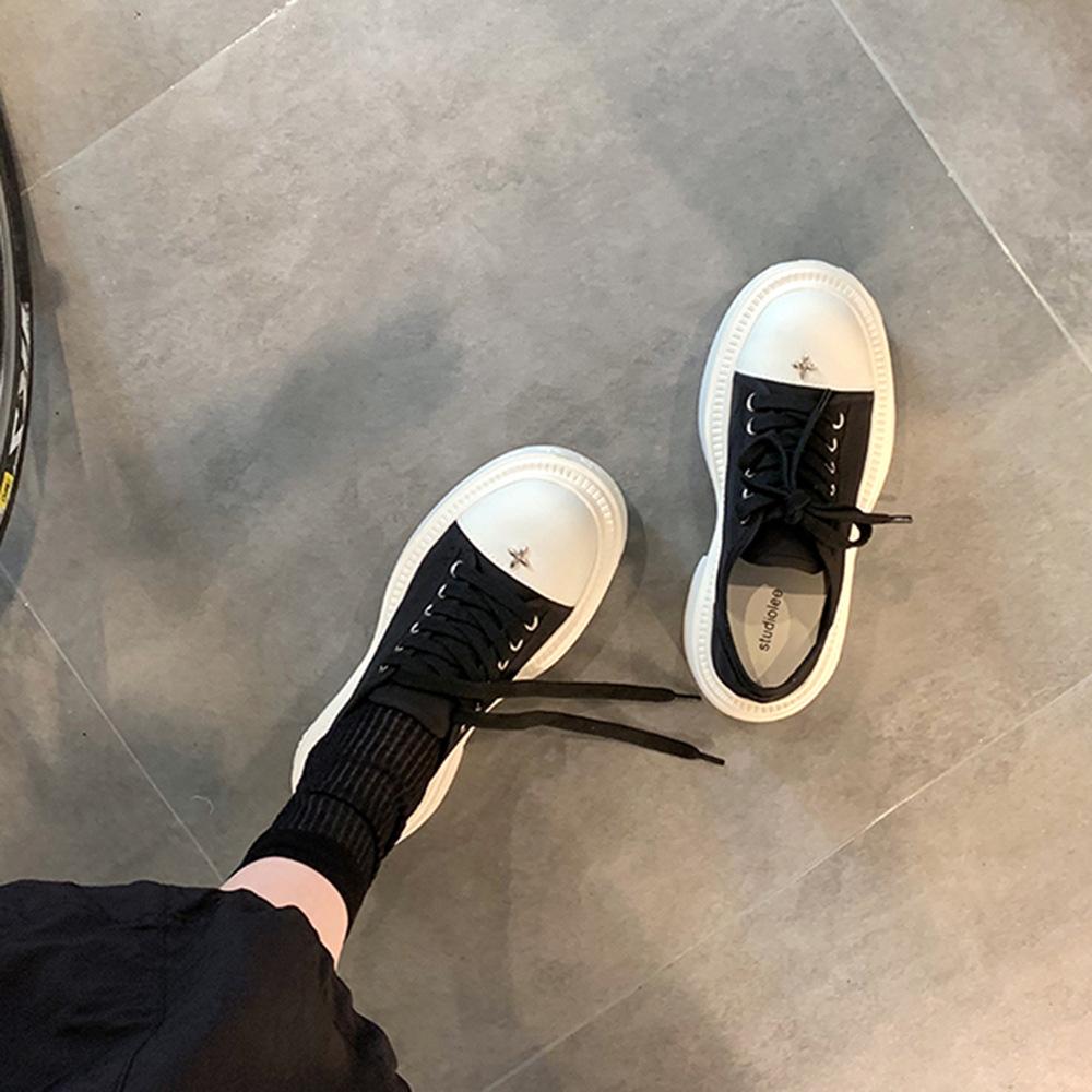 Виноградная мать studiolee большая круглая головка 8 см толстая подошва усиливающая шнуровка круглая головка маленькие белые туфли повседневная парусиновая обувь женская осень