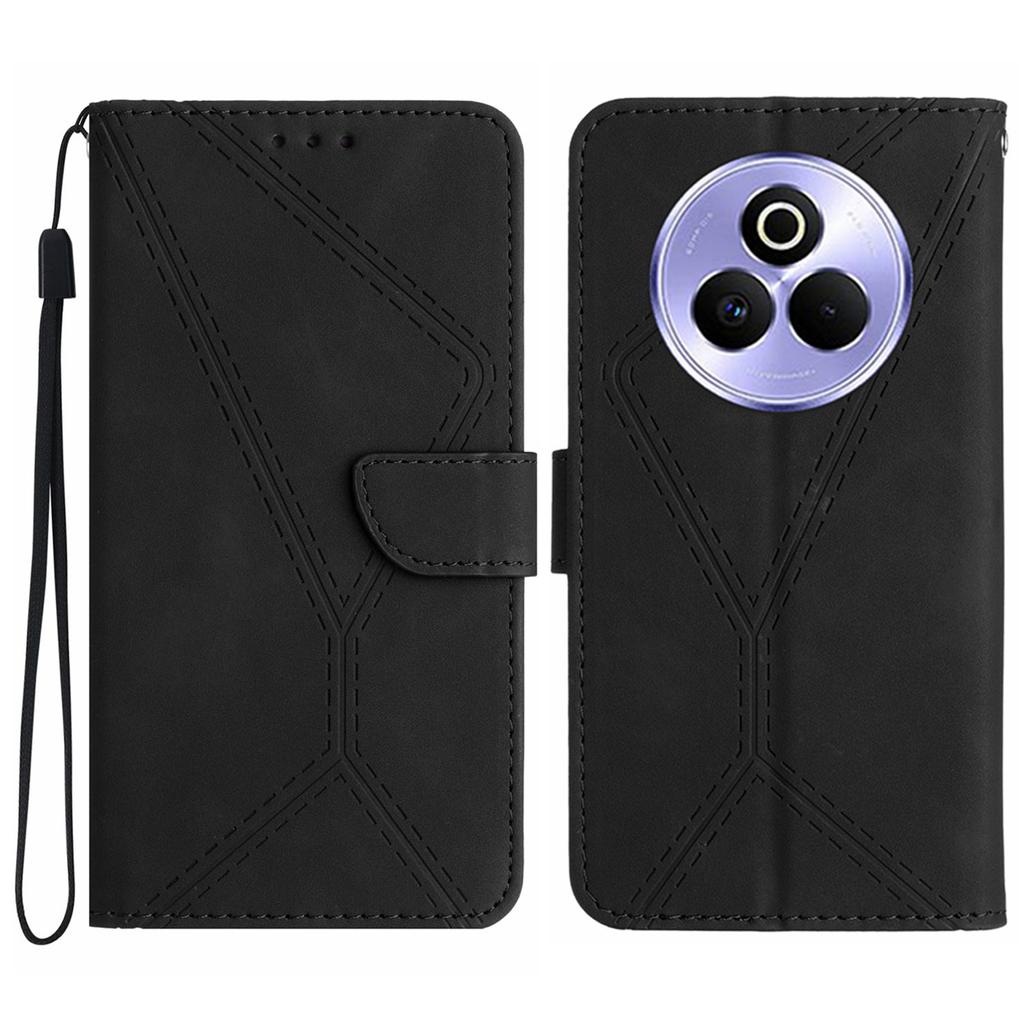 For Realme P3 Pro 5G Case Skin Touch Lines Imprinted PU Leather Flip Phone Cover