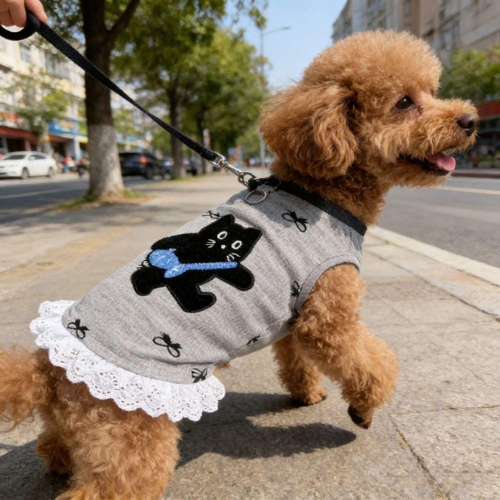 Breathable Waffle Pet Vest Lace-edged Dog Undershirt Pet Short Sleeve Summer Wear