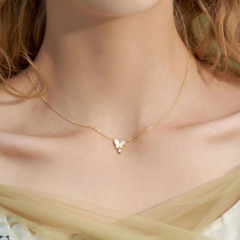 Ожерелье с крыльями бабочки, женская корейская бахрома, изысканная цепочка на ключицу, стильный женский стиль, нишевый бренд