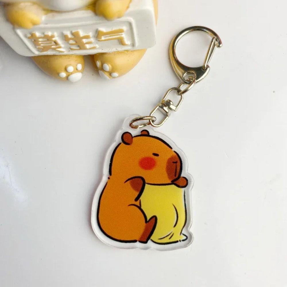 Cartoon Capybara Cartoon Capybaras Keyring Acrylic Kapibala Keyrings  Hanging Accessory