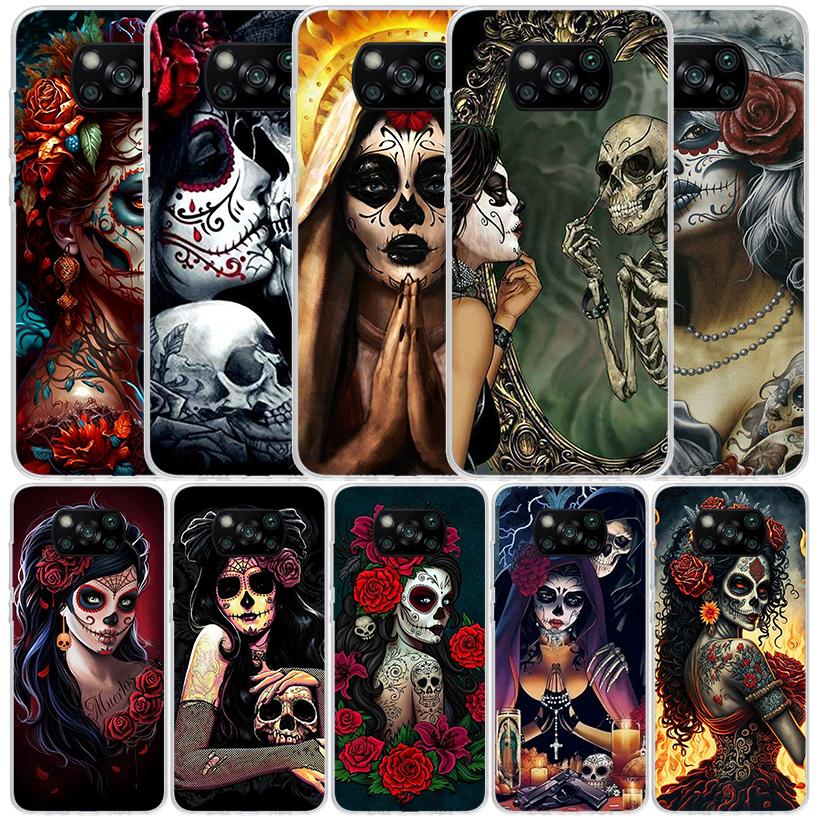 Чехол для телефона Catrina Beautiful Rose Girl Skull для Xiaomi Poco F7 Ultra X5 X6 X7 Pro M7 Redmi 15C 15 13C 13 12C 12 10C 10 10A 9 9C