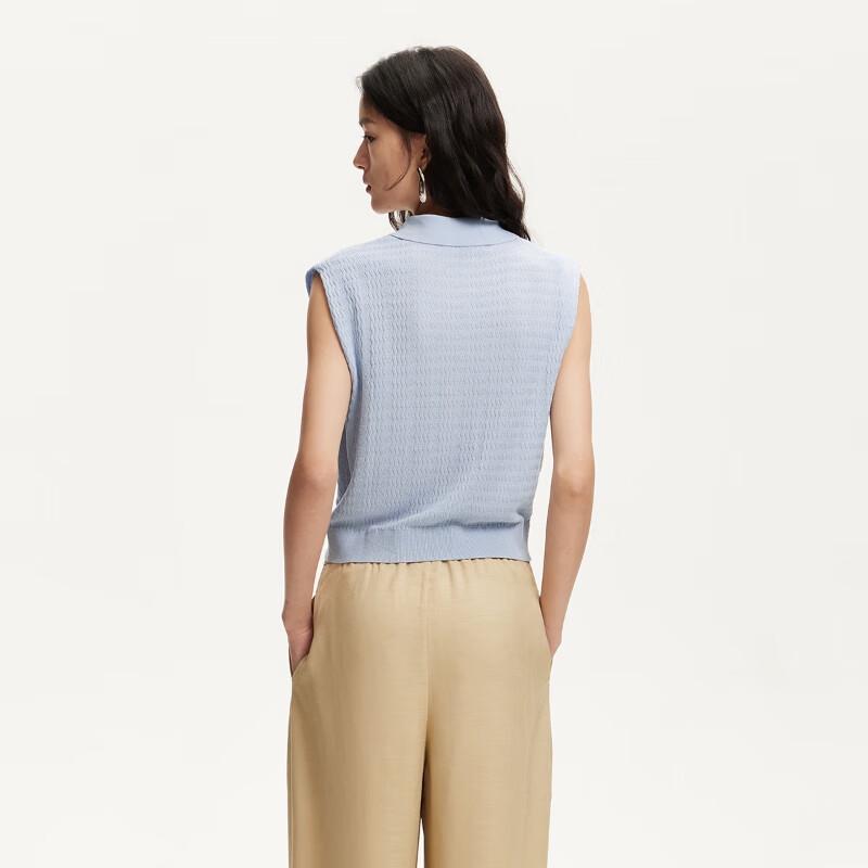 VEROMODA 2025 Summer Sleeveless Silk-Lyocell Polo Knit Top