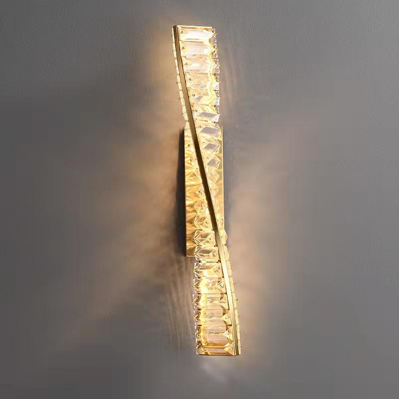 Modern Minimalist Crystal Wall Lamp - Long Strip Design for Living Room and Bedroom