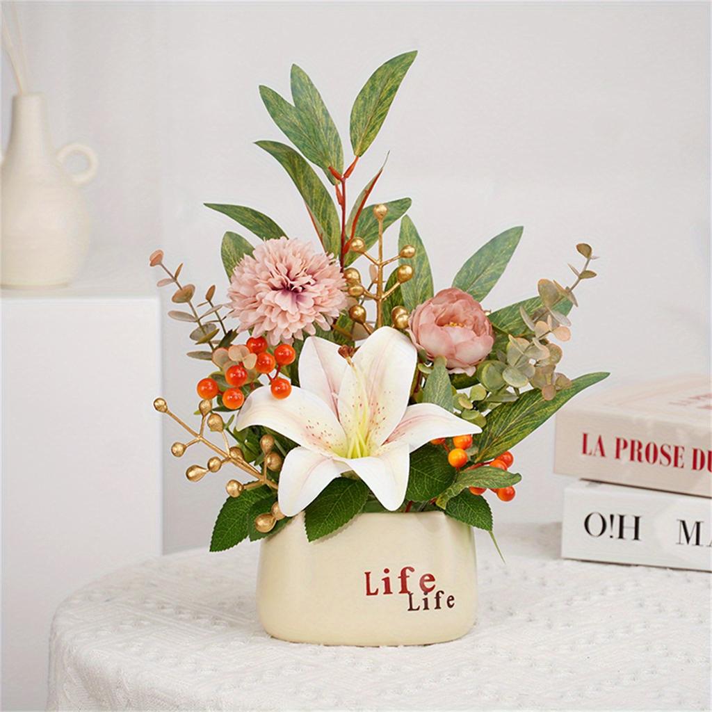 Искусственные цветы Искусственные цветы в вазе для домашнего декора Композиция из искусственных цветов с вазой для журнального столика Украшение центрального элемента обеденного стола на кухне