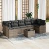 8-piece Garden Sofa Set with Grey Poly Rattan Cushions, 2-seater Garden Sofa with Storage and Cushions 3354288
