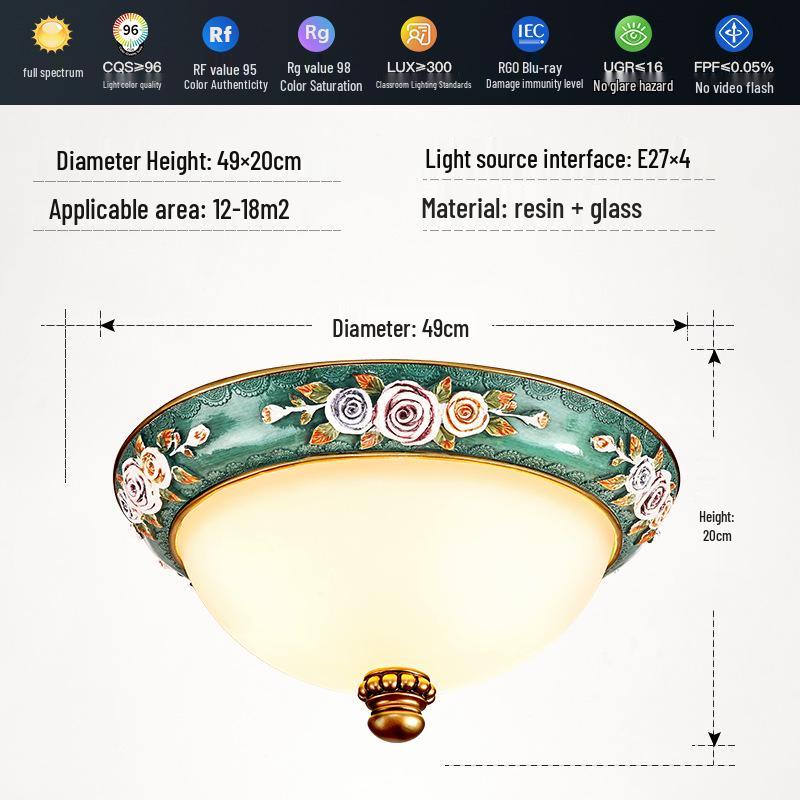 Европейский ретро светодиодный потолочный светильник с регулируемой яркостью для прихожей, балкона или спальни