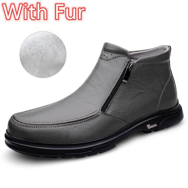 Модные высококачественные ботинки челси для мужчин из натуральной кожи, нескользящие ботильоны, модные теплые плюшевые меховые зимние прогулочные туфли, мужские кроссовки
