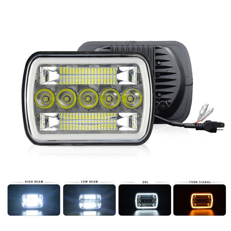 Motorcycle Led Headlight 5 X 7inch / 6 X 7inch Square Headlamp 400w 40000lm Ip67 Waterproof Modified Parts