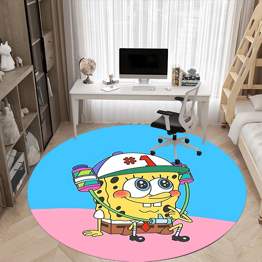 1pcSpongebob Office Round Area Rug, Indoor Mat Suitable For Office,Bedroom Living Room Home Decor, Room Deco a0928130