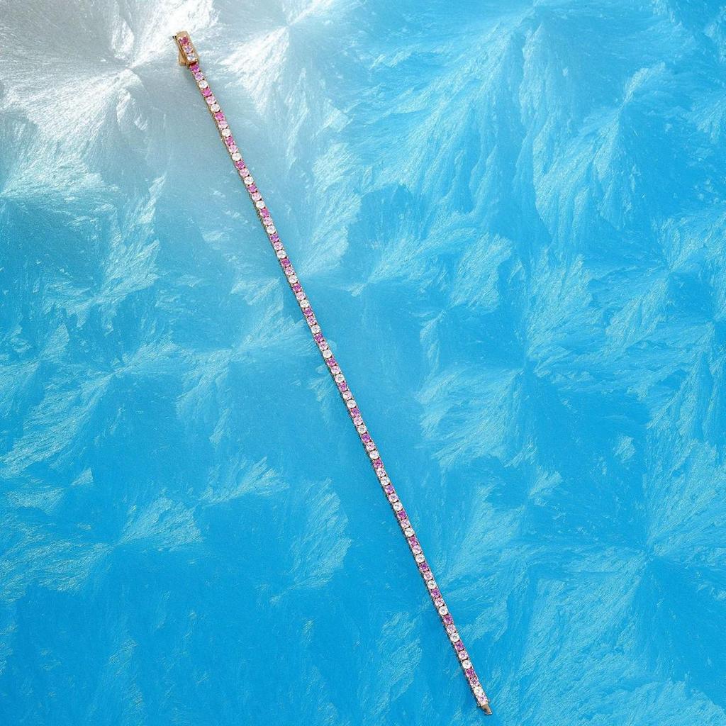 Теннисный браслет с градиентными розовыми бриллиантами 2 мм - Роскошный 925 стерлингового серебра, дизайн "Звездный свет" для женщин