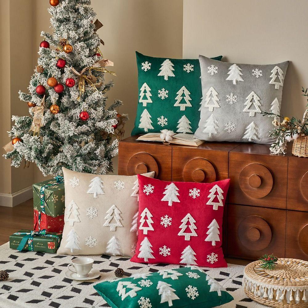 INS Style Throw Pillowcover Christmas Tree Cushion Cover Velvet Christmas Pillowcase Sofa/Bed