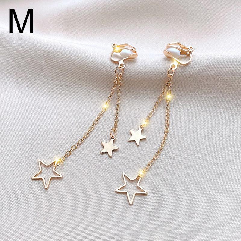 Модные серьги «Звезда Луна» с жемчугом, клипсы для ушей, цветочные украшения с бантом