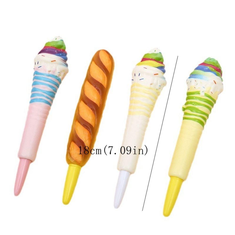 Ice Cream Cute Soft Gel Pen Signature Squeeze Sensory Toy Pen Funny Pinch Bounce Pen  Student