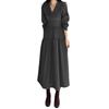 [one Anbu] Cachecoeur One Piece Long Long Sleeve Ladies Relaxing Spring Dress Waist Mark Waist Elastic Below the Knee Free Size Black Black