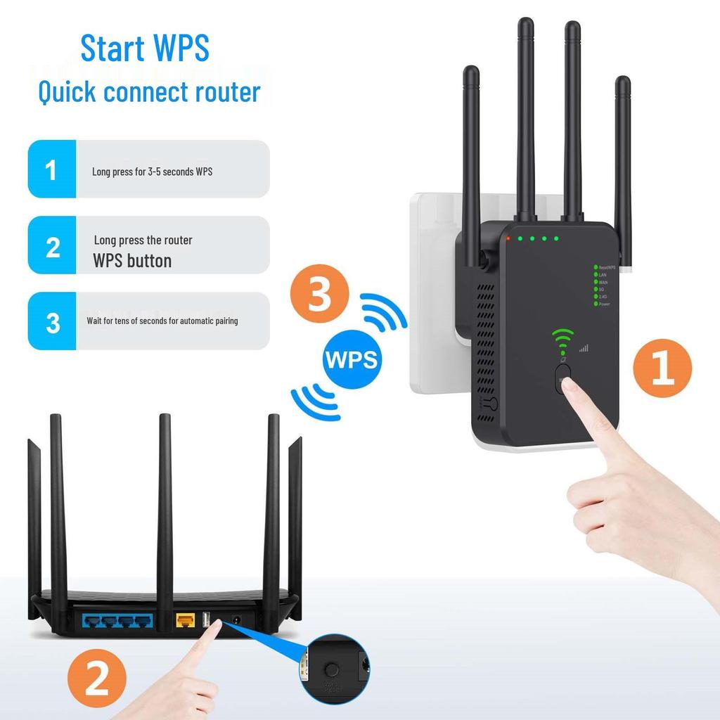 WiFi Репитер Роутер Усилитель Сигнала AC1200M, Двухдиапазонный 2.4G/5G, Стандарт Великобритании, Высокомощный Гигабитный Беспроводной Усилитель