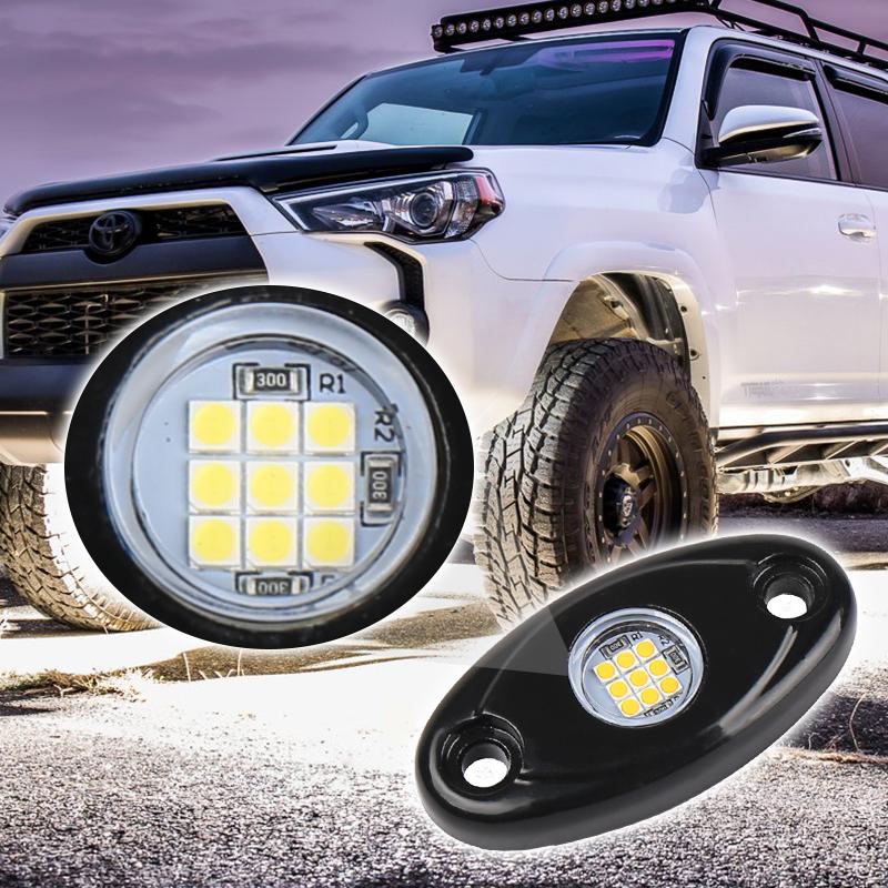 OVOVS Rock Lights 9 LED Rock Lights White Rock Lamp for Jeep Off Road ATV SUV RZR 4x4 Boat