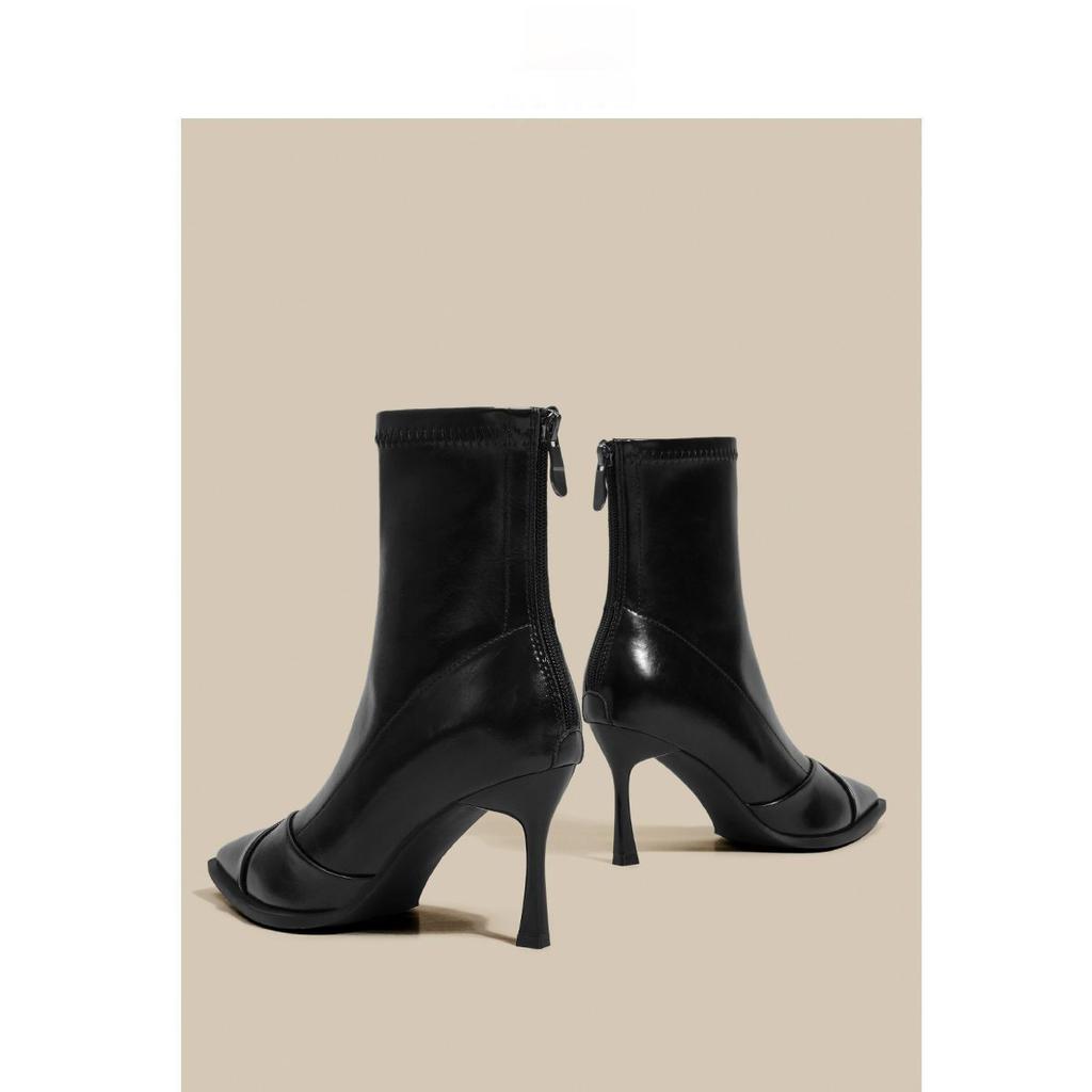 Европейские и американские ретро остроносые осенне-зимние короткие ботинки детский темперамент высокие каблуки лакированная кожа тонкий нишевый чистый желательный ветер 2025 не