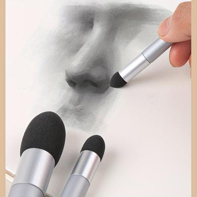 Набор кистей-спонжей для художника, 3 шт. - Моющиеся и многоразовые, инструменты для эскизов с высоким глянцем, с эргономичными рифлеными ручками для растушевки, высветления и исправления