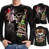 Plus Size Horror Men's T-shirt Long Sleeves Costume Vintage Funny Skull Punk Rock Streetwear Hip Pop Tee Apparel