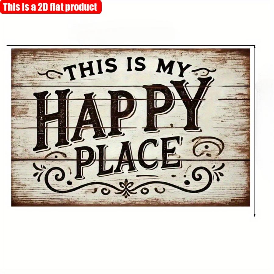 2D Flat 20*10cm1pc "This Is My Happy Place" Vintage Style Wooden Decorative Sign, Elegant Artistic Pattern Wall Hanging Plaque, with No Electricity