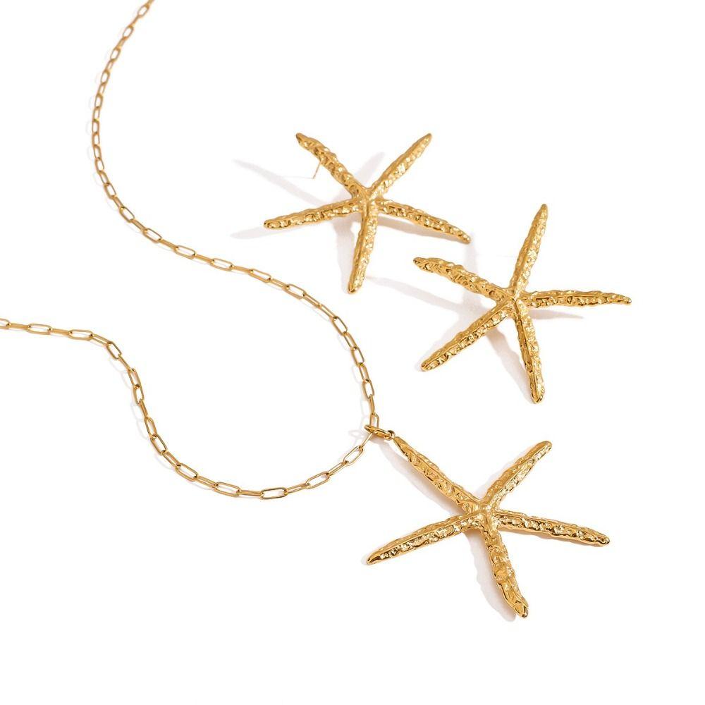 Big Pendant Starfish Pendant Necklace Multi-pendant Jewelry Set Star Necklace Summer Holiday