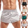 Men Shorts Elastic Waist Mid-rise Versatile Sports Shorts Sexy Side Slits Solid Shiny Satin-like Shorts Daily Wear