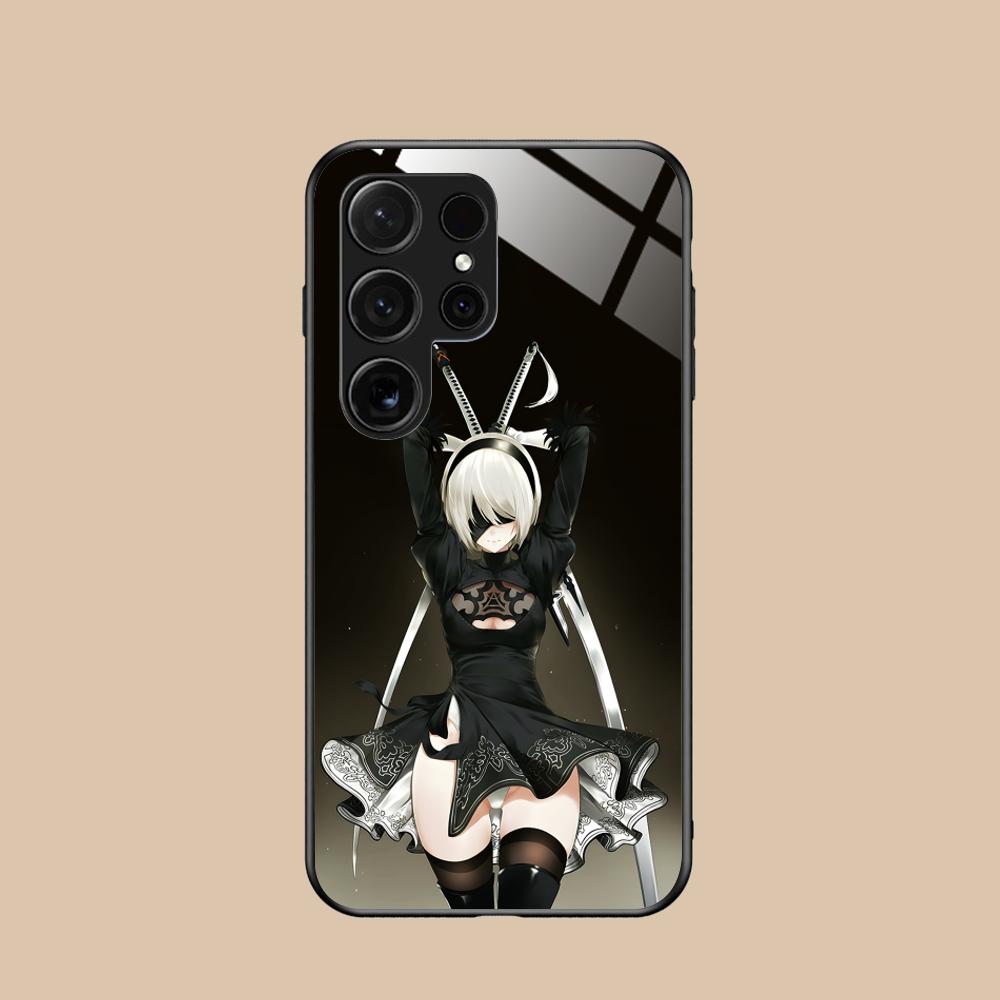 Аниме Nier 2B Стеклянный чехол для мобильного телефона для Samsung Galaxy A56 55 54 53 52 51 36 35 34 23 16 15 5G Цветная обложка