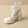 Sheepskin Round Toe Summer Boots Fashion Lace Up Air Mesh Ankle Boots