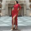 Fall Socialite Quality Slim Ruffled Slit Long-sleeved Spice Girl Dress