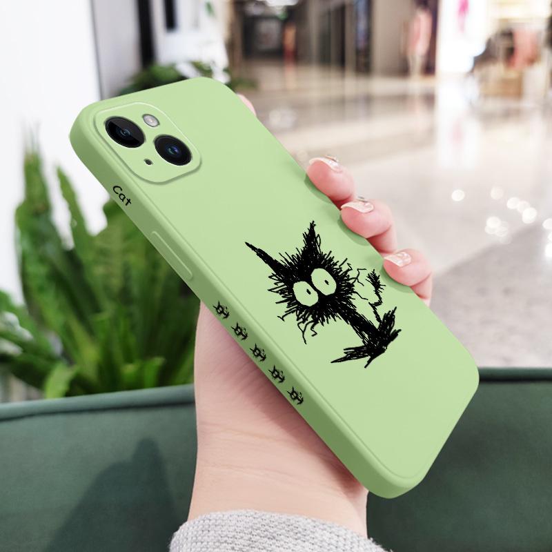 Нацарапанный Чехол для Телефона с Кошкой для iPhone 17 17 Air 16 16e 15 14 13 12 11 X XR XS Plus Pro Max Mini Силиконовая Крышка