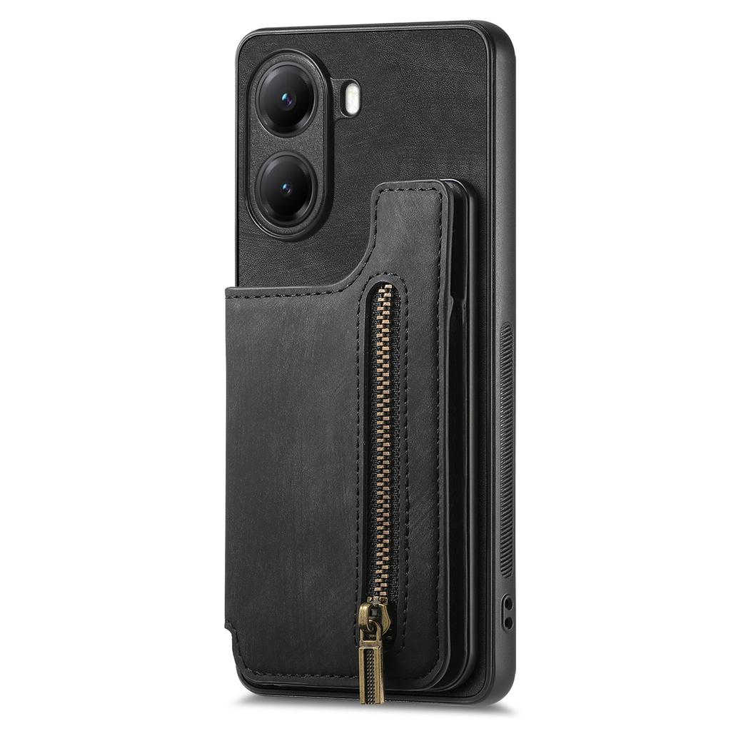 Чехол для Xiaomi Poco X7 Pro 5G/Xiaomi Redmi Turbo 4 5G с карманом для карт на молнии, ретро кожаный чехол из ТПУ для телефона