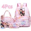 4Pcs/set Cartoon K-Pop Printed Backpack Handbag Pencil Case with 750Ml Water Bottler for Teenager Boy Girl Schoolbag Large Capacity Bookbag Mochila