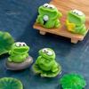 Mini Frog Figurines Cartoon Big Mouth Chorus Frog Statue for Moss Landscape Flower Pot Accessories Resin Miniature Desktop Ornament for Car Home Decor