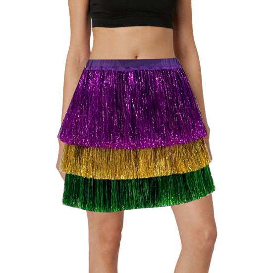 Вечеринка Юбка Эластичная Высокая Талия Лоскутный Цвет Блестящая Юбка Карнавал Фестиваль Праздничные Вечеринки Сценические Выступления