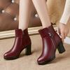 Зимние женские ботинки из натуральной кожи, теплые ботильоны на высоком каблуке, женские теплые зимние сапоги из толстой шерсти, элегантные высокие каблуки 2025