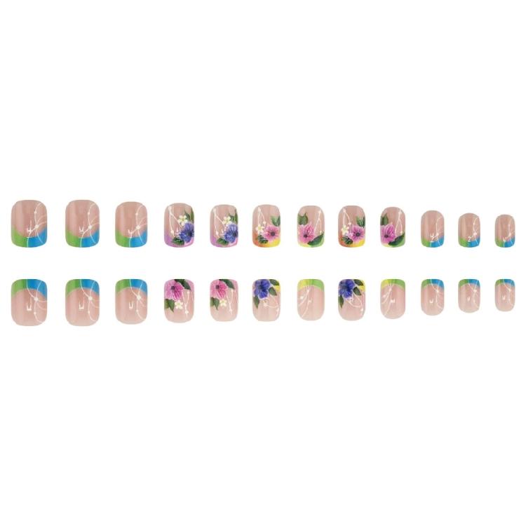Квадратные накладные ногти с цветочным рисунком, самоклеящиеся, накладные ногти, искусственные ногти для женщин и девушек.