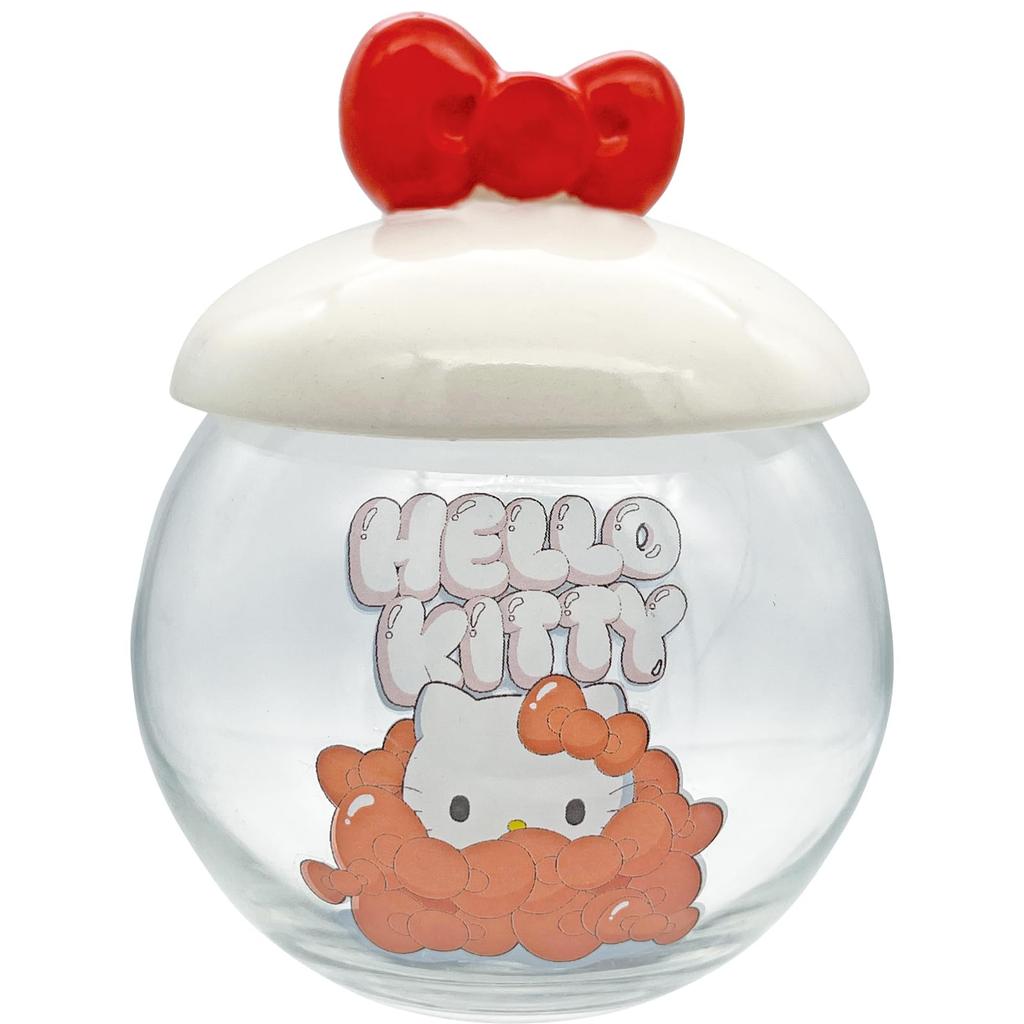 Стильный стеклянный контейнер Sanrio Candy с 10 x 11 320 SAN4797 "Hello Kitty", Горшок, Лента, Белый, Прибл.. см, мл,