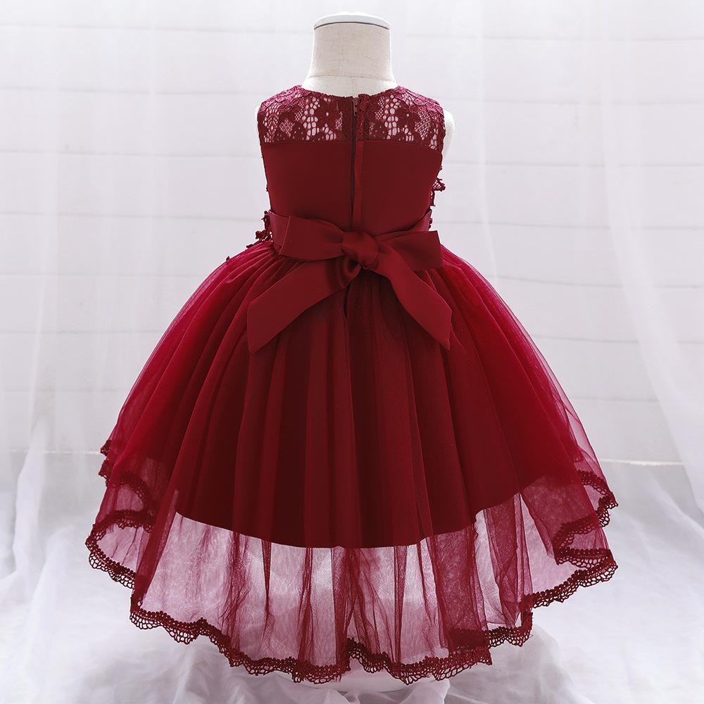 Toddler Christening Embroidery Birthday Baby Girl Ceremony Puff Sleeve Flower Party Princess Wedding Gown Costume