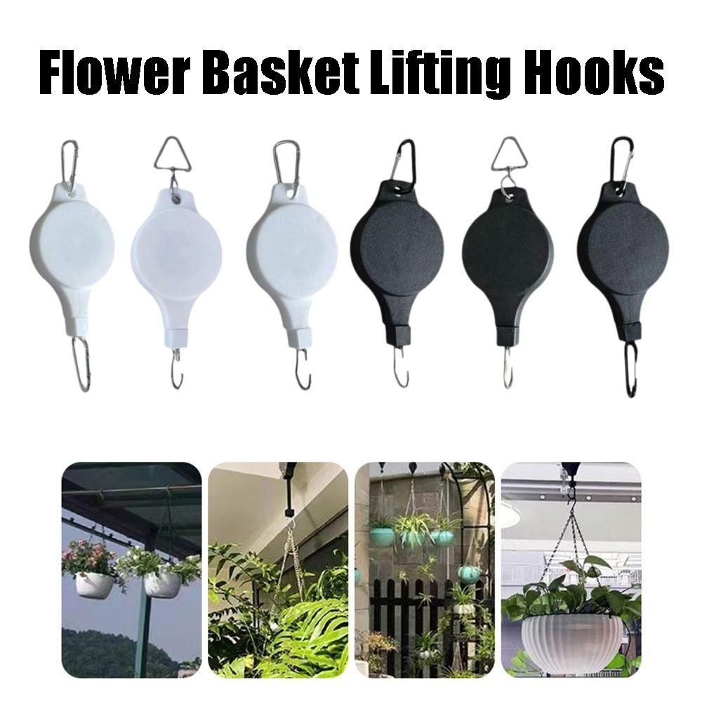 Retractable Flower Pot Hook Plastic Pulley Hanging Hook Flower Basket Lifting Hooks Home