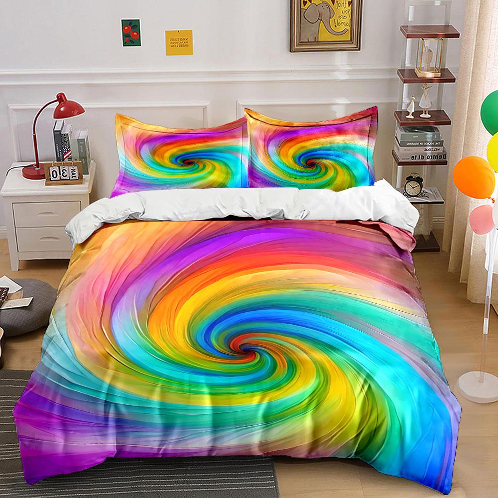 Rainbow Swirl Bedding Set Bedding Duvet Cover Set Duvet Cover Pillowcases (1 * Duvet Cover 2 * Pillowcases, without duvet insert)