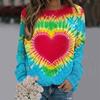 Европейский и американский свитер с капюшоном с круглым вырезом и принтом в виде цветного сердца, длина до плеч, длинные рукава, повседневный стильWA2