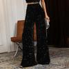 Женские брюки Эластичные с высокой посадкой Широкие брюки Блестящий дизайн Блестки Повседневные брюки Вечеринки Отпуск Уличная одежда