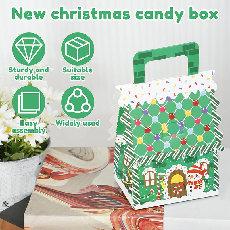 8 Pcs Cute Christmas Treat Candy Boxes Portable Dessert Packaging Case Small Cookie Containers Party Favor Supplies