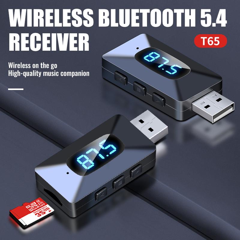 Car Bluetooth 5.4 Transmitter Receiver Handsfree Call USB Power Car Kit Wireless Auto Audio Fm Radio LED Display Support TF Card