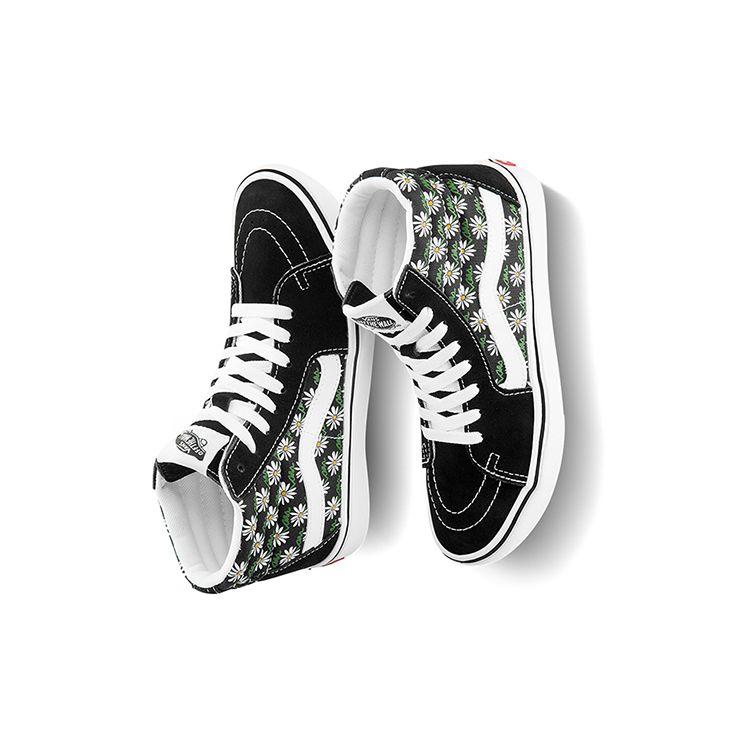 Vans Sk8 Принт Паттерн Амортизирующие Прочные Легкие Дышащие Высокие Кеды для Скейтбординга Унисекс Кеды для Скейтбординга Черные VN0A3WMB49K